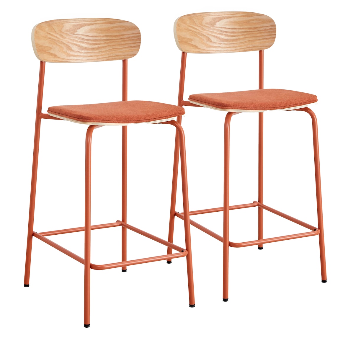 Set van 2 hoge stoelen in oranje hout