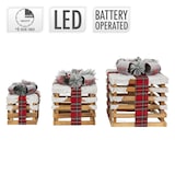 thumbnail of ECD Germany 3er Set LED-Geschenkboxen Braun, Holz geschneit, batteriebetrieben mit Timer, Weihnachtsdeko Leuchtboxen, Beleuchtete Weihnachtsgeschenke