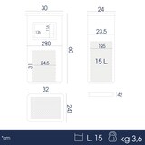 thumbnail of Danieli Store | Cenicero de pie rectangular de acero | Cenicero exterior con tapa de rejilla de acero y papelera extraíble de vaciado rápido | 6 L