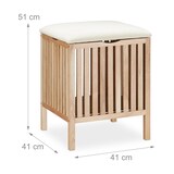 thumbnail of Relaxdays Wäschekorb mit Sitz, Badhocker mit Stauraum, 40 l Wäschesammler, Holz/Stoff, HBT: 51 x 41 x 41 cm, natur/weiß