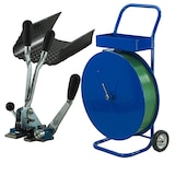 thumbnail of 16 mm PET Umreifungsset Abrollwagen Umreifungsband 1300m Verschlussgerät Hülsen