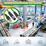 thumbnail of InLine® Industrie Netzwerkkabel, M12 4-pin D-kodiert St. zu RJ45 St., PUR, 3m