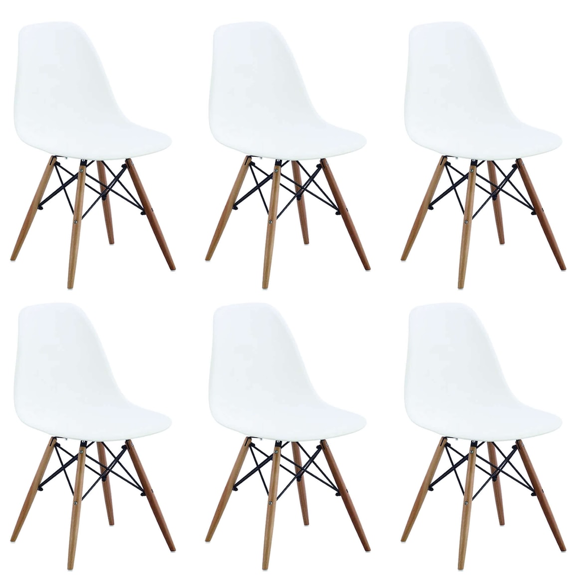 JULIETTE set di 6 sedie moderne con gambe in legno colore Bianco