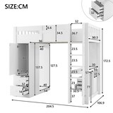 thumbnail of Hochbett 90x200 mit integriertem Schreibtisch, Stauraum und LED-Beleuchtung – Praktisches Design in Weiß mit Kiefernholz und MDF