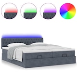 thumbnail of vidaXL Ottoman-Bett mit Matratzen & LEDs Dunkelgrau 200x200 cm Samt