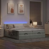 thumbnail of vidaXL Ottoman-Bett mit Matratzen & LEDs Hellgrau 200x200 cm Samt