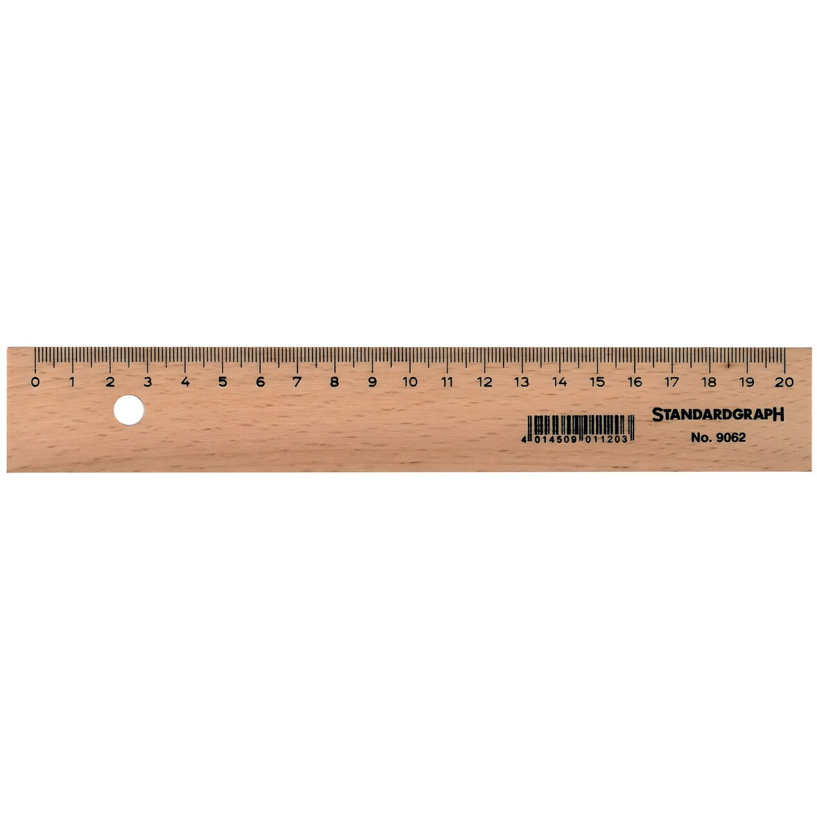 Standardgraph Holzlineal mit Stahleinlage 20 cm, aus Buchenholz, unlackiert