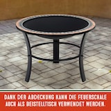 thumbnail of GARDEBRUK® Feuerschale mit Funkenschutz Schürhaken Abdeckung Rost Mosaik Rund 76cm Stahl Feuerstelle Feuerkorb Grill