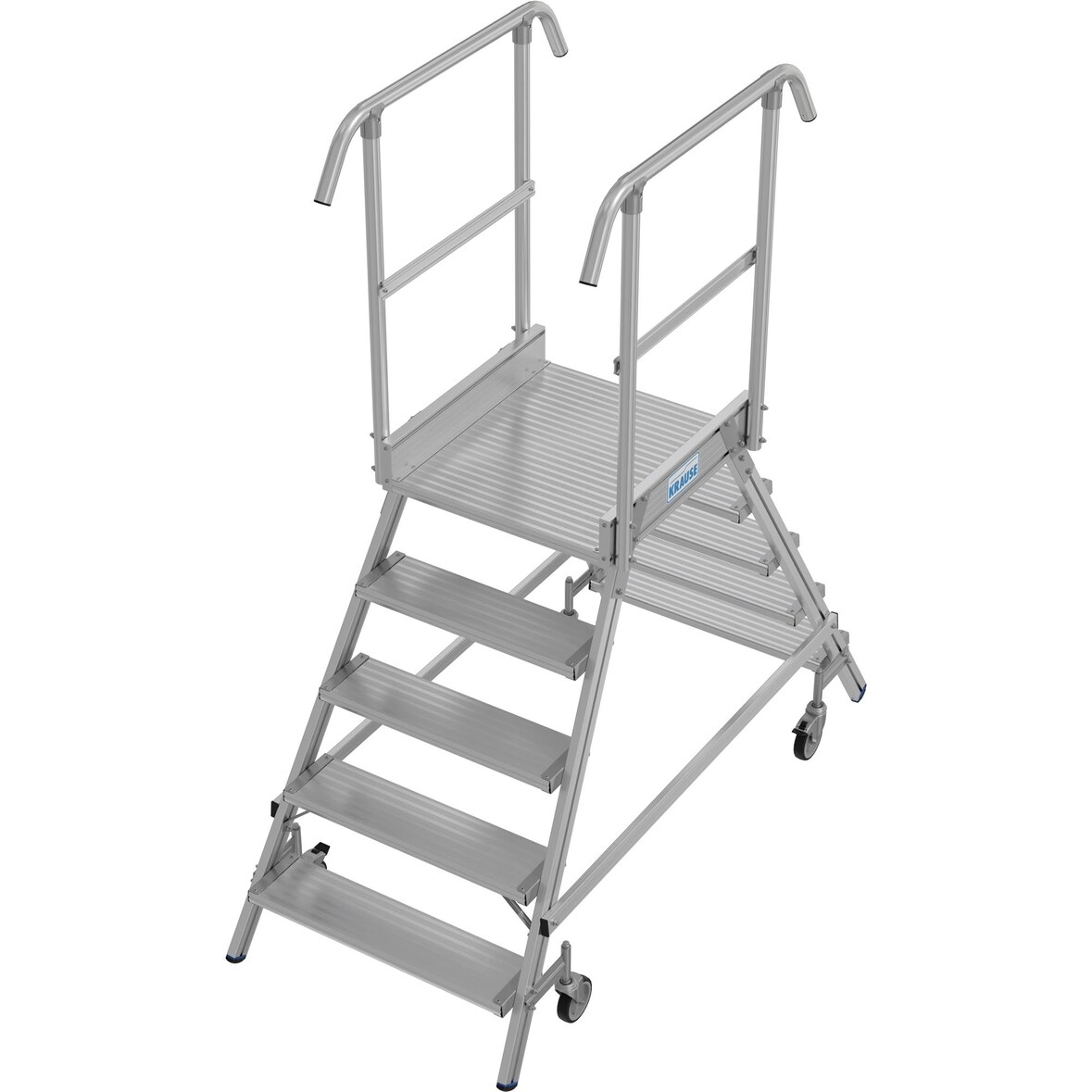 STABILO PodestLeiter fahrbar, beidseitig begehbar, Stufen  2 x 5, Arbeitshöhe 3,20 m