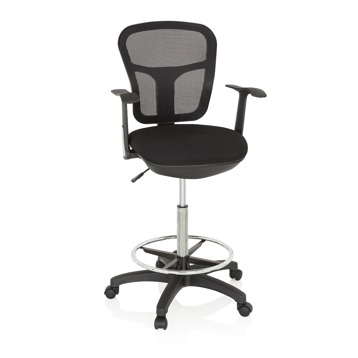 Taburete / silla de trabajo TOP WORK 108 tejido de malla negro hjh OFFICE
