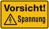 thumbnail of Warnschild, Vorsicht! Spannung - 200x120 mm Folie selbstklebend