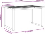 thumbnail of vidaXL Outdoor-Esstisch Grau 140x80x75 cm Stahl & Massivholz Akazie
