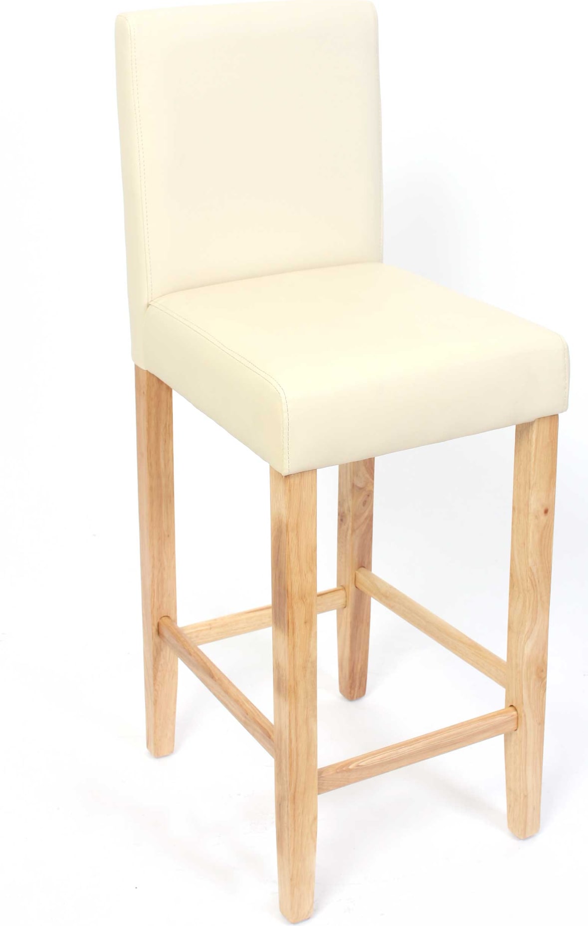 2er-Set Barhocker Barstuhl M37 Kunstleder ~ creme, helle Füße