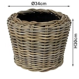 thumbnail of Pflanzkorb Sylter Korb Blumenkorb 34x30cm Rattan Garten Drypot Natur