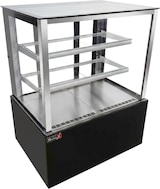 thumbnail of Romux® Vitrina Pastelera Expositora Refrigerada Cuadrada de Suelo 2 Estantes Negra 300 Litros Ventilada | Vitrina de Suelo Cristal Recto