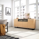 thumbnail of Sideboard, Highboard, 200x87x35cm, 4 Türen, Elektrokamin., Industriedesign, Eiche Soft und weiß