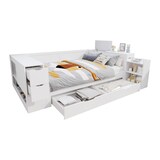 thumbnail of Multifunktionales Tagesbett mit Stauraum und Schublade aus Holz in Weiß flexibel als Sofa oder Schlafbett nutzbar 140x200 cm Weiß
