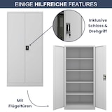 thumbnail of Aktenschrank abschließbar KADO - 5 Ebenen, Flügeltüren | Metallschrank Werkstatt Büroschrank aus Stahl Werkzeugschrank, 195x90x40cm Grau