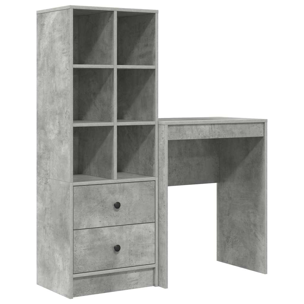 vidaXL Schreibtisch mit Schubladen 2 pcs Beton Grau