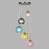 thumbnail of Candeeiro suspenso WASHINGTON 5x E27 até 60 W vidro de aço macio cor de prata mate | LE91733