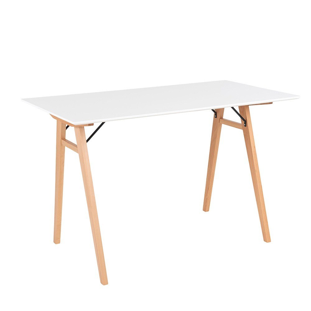 Bureau - Wit - Natuurlijke houten poten