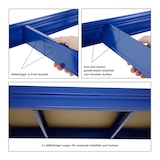 thumbnail of Schwerlastregal DINO | HxBxT 180x200x60cm | 4 MDF-Platten-Ebenen 6,5 mm | Fachlast 500kg | Blau