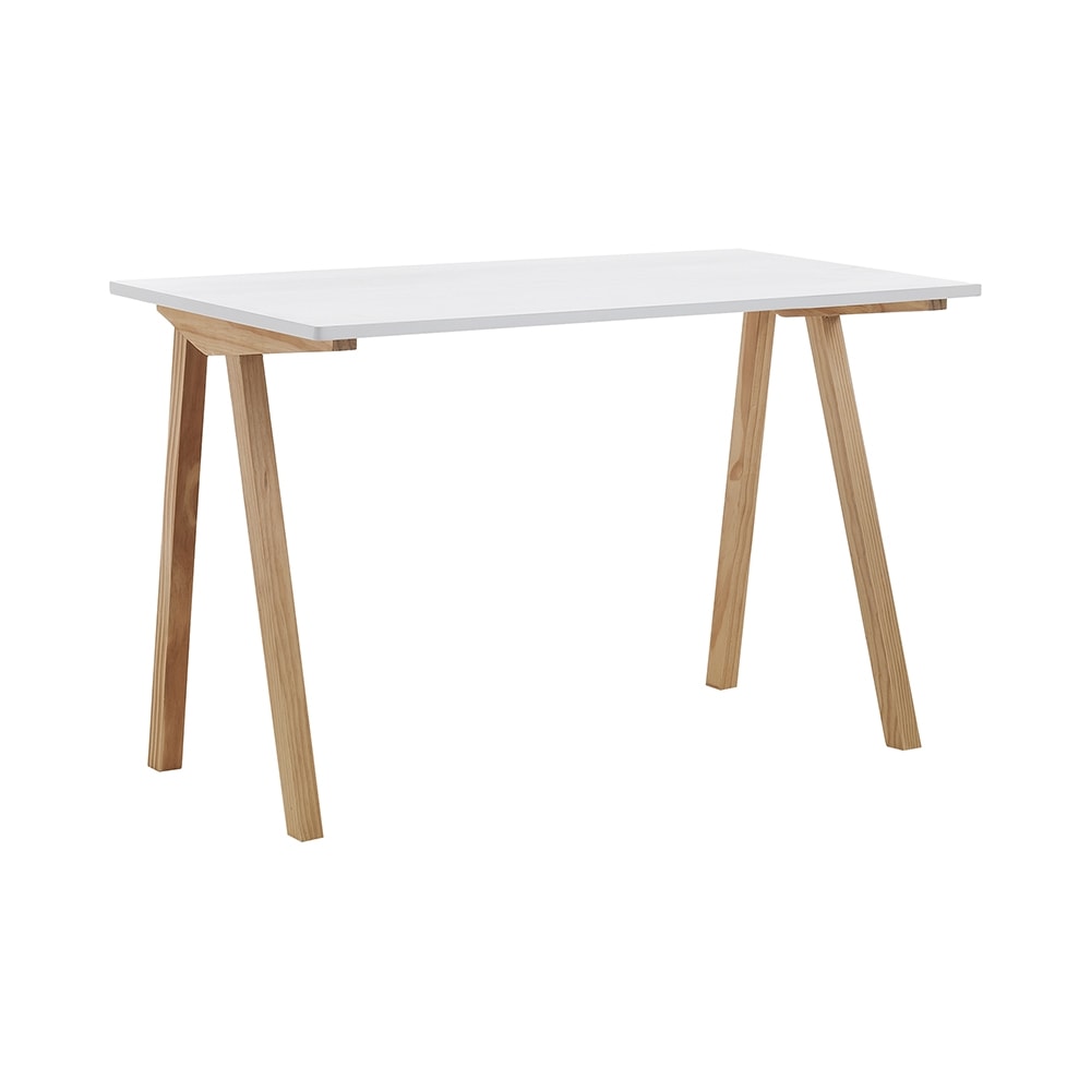 Scrivania ufficio bianco e rovere stile scandinavo 120x76x60cm Milton-LC2060