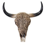 thumbnail of Décoshop26 - Tête de taureau décoration murale 31 cm trophée longhorn avec tribal en polyrésine intérieur/extérieur naturel 04_0002847