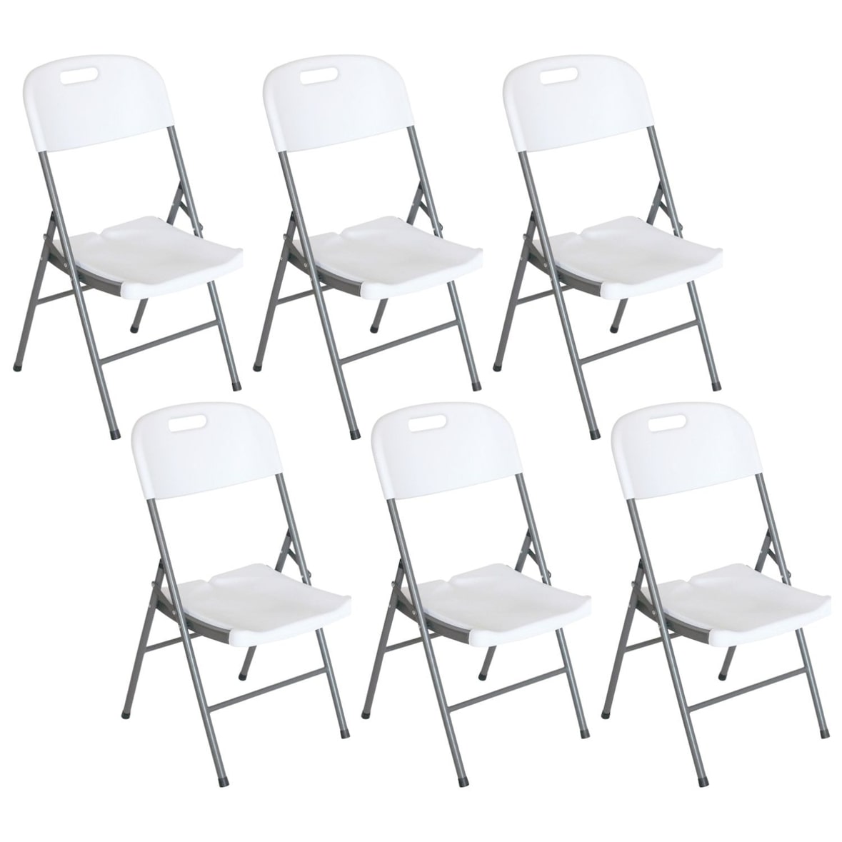 Pack 6 Sillas Plegables con Asa 47x58x87cm Blanco O91