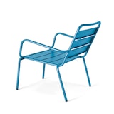 thumbnail of Pacific blauwe metalen fauteuil en voetensteun