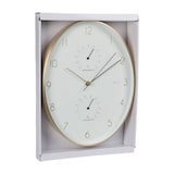 thumbnail of WellHome - Relógio de parede de alumínio com detalhes dourados, termômetro e higrômetro 34,5x27,1 cm