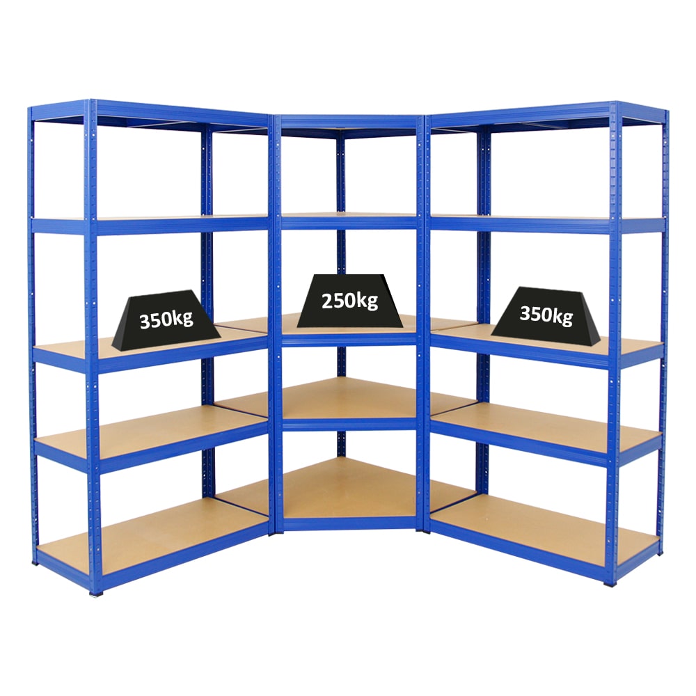 Mega Deal 1x Eckregal + 2x Schwerlastregal Slim Elephant S, Blau