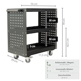 thumbnail of Werkstattwagen 3 Etagen Stahl grau Werkzeugwagen 70x39x79 cm auf Rollen bis 300 kg Tragkraft