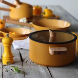 thumbnail of Ogo Living - Faitout Ector 24cm En Alu Revetement Ceramique Jaune Avec Manche Bois