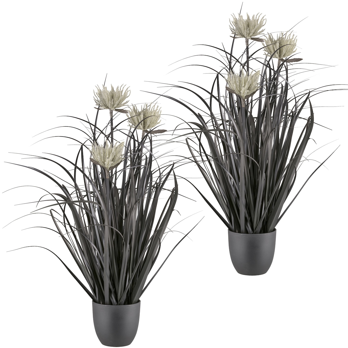 CREATIV green künstliche Pflanze Grasbusch, 63cm, schwarz, 2er Set