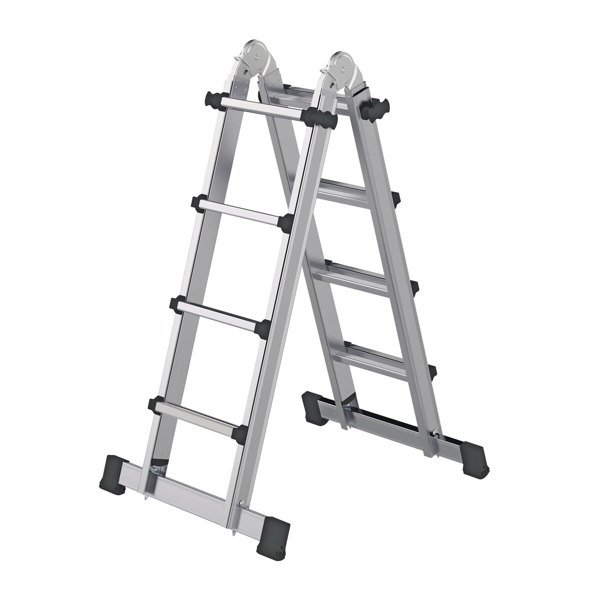 PROREGAL Teleskopleiter 4-teilig mit Traverse 4x4 Sprossen
