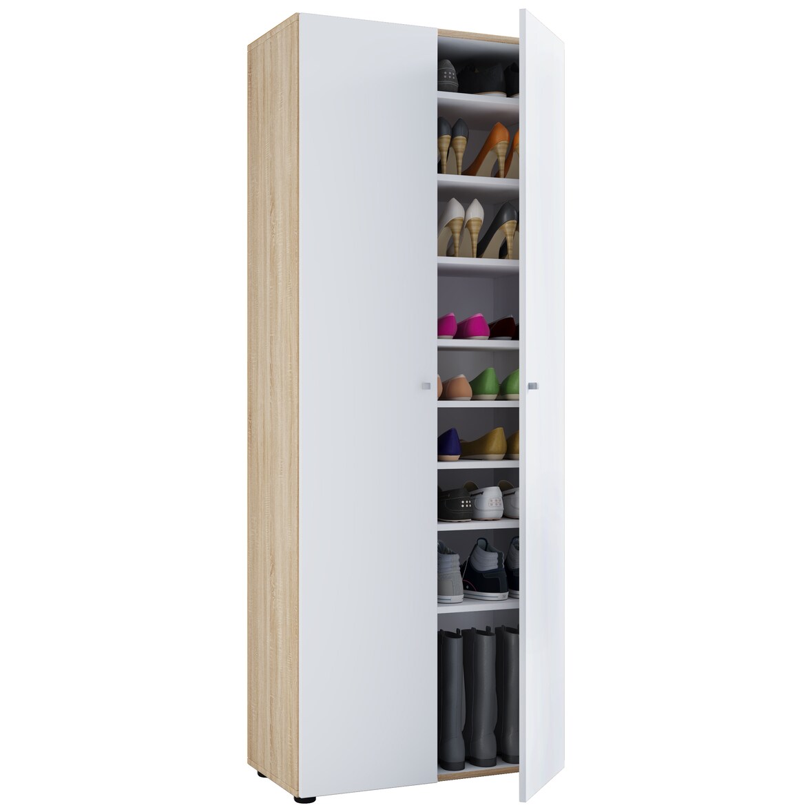 Vandol I Schuhschrank 2 Türen Sonoma-Eiche dekor,Weiß.