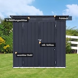 thumbnail of Gerätehaus L– verzinktes Metall in Anthrazit| Inkl. Schloss & Werkzeughaken | wetterfester Geräteschuppen, Gartenhaus