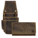 thumbnail of Greenburry Profikellnerset Kellnergeldbörse Kellnerbörse + Holster extra strong Leder doppelt genäht in Vintage antikbraun + Lederpflegeset