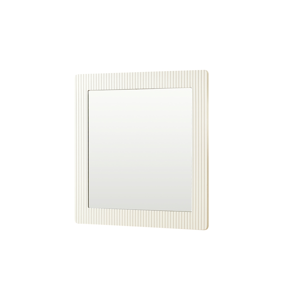 OKWISH Wandspiegel 80x80cm MDF Rahmen Holzoptik quadratisch moderner Spiegel für Wohnzimmer Flur Schlafzimmer dekorativer Spiegel Weiß