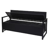 thumbnail of Poly-Rattan 3er Sitzbank HWC-F39, Gartenbank Truhenbank, Staufach Aufbewahrung Sitzkissen ~ anthrazit, Kissen grau