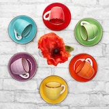 thumbnail of 6er Set Uni bunt Espressotassen mit Untertassen bunt 80ml Steingut 6 Pers Mokka