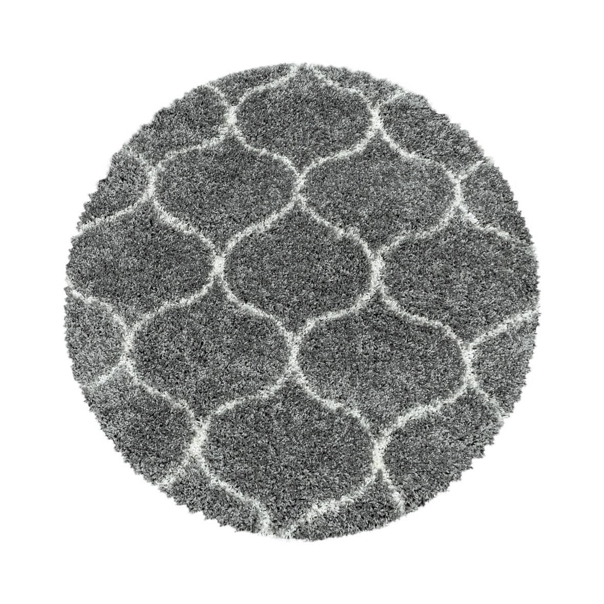 Teppich Hochflor Langflor Skandinavisch Kuschelig Waschbar Strapazierfähig Wohnzimmer Rund Grau 160x160 cm – RONDA von Kadima Design