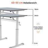 thumbnail of Schreibtisch höhenverstellbar Grau 60x100x90 cm Handkurbel, Metall Holz, kompakt und stabil für Homeoffice und Arbeitszimmer