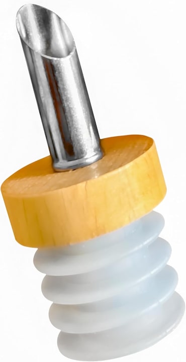 Vertedor para botellas de acero inoxidable en madera - juego de 1