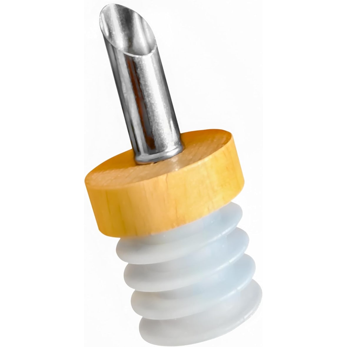 Vertedor para botellas de acero inoxidable en madera - juego de 1