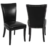 thumbnail of Set van 2 eetkamerstoelen Chesterfield, stoel keukenstoel, klinknagels FSC®-gecertificeerd ~ imitatieleer, zwart, donkere poten