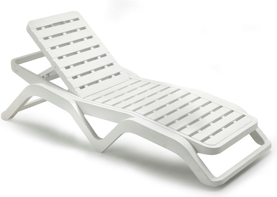 Lettino prendisole con schienale regolabile Sirocco, plastica, bianco