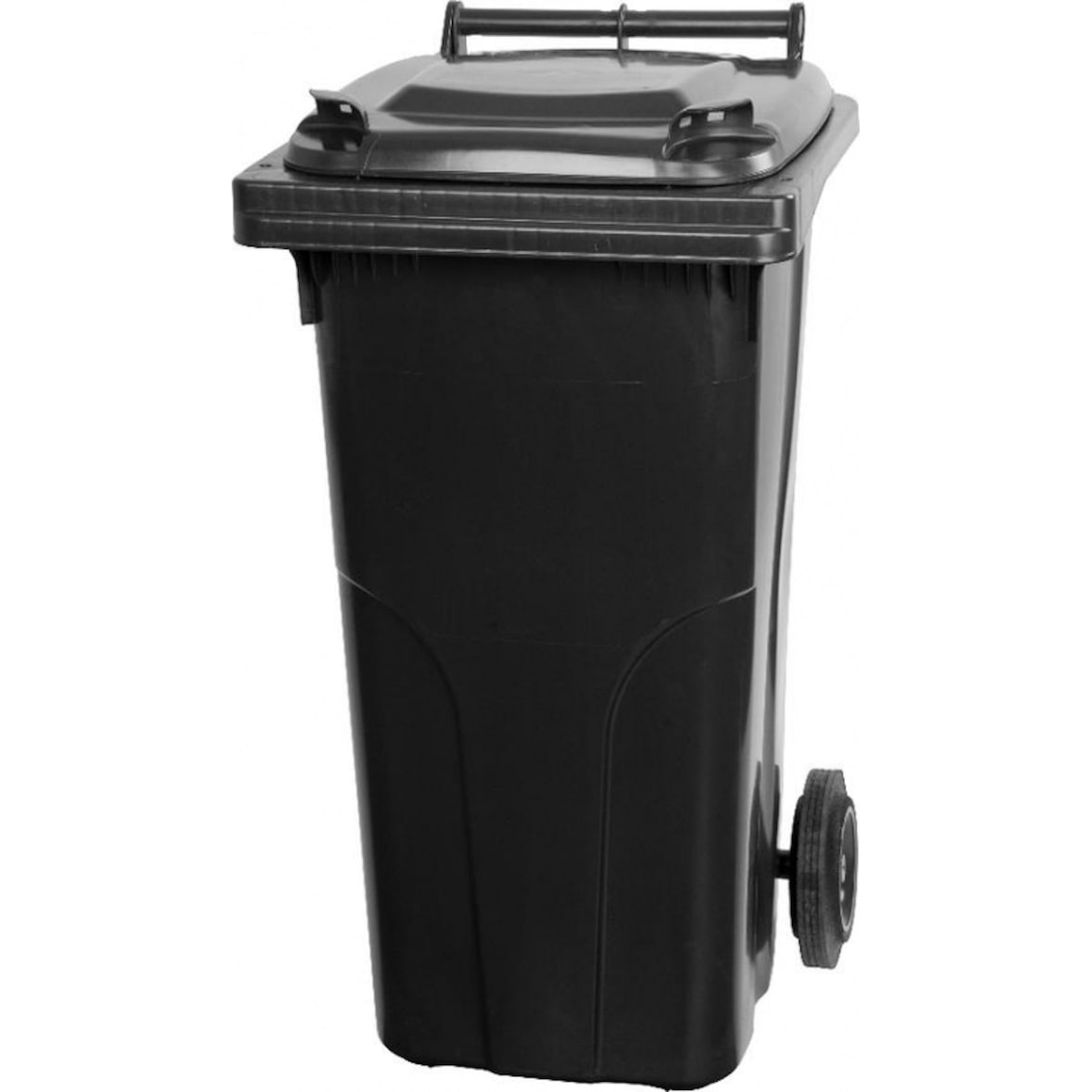 PROREGAL 2-Rad-Mülltonne, 120 Liter, HDPE Kunststoff, HxBxT 94,5x48x54cm, Grau, Mülltonne, Müllgroßbehälter, Mülleimer, Abfalltonne, Müllbehälter