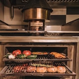 thumbnail of Four à braise aux charbon de bois sur support avec roulettes dimensions  985x777x1685 porte bleu